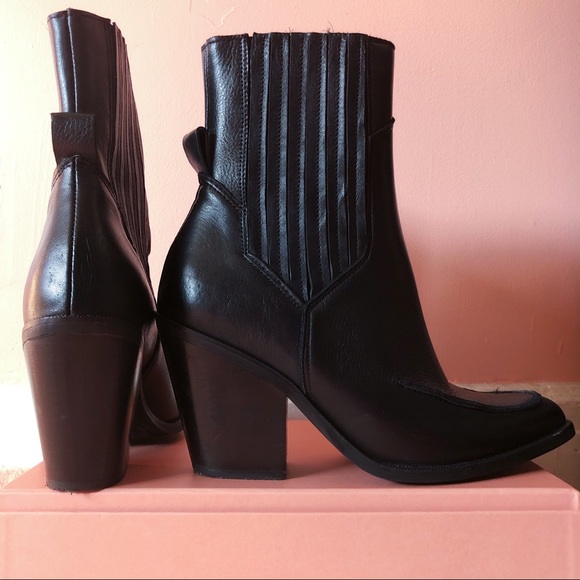 Mango Black Leather Cowboy Boots - Picture 2 of 3